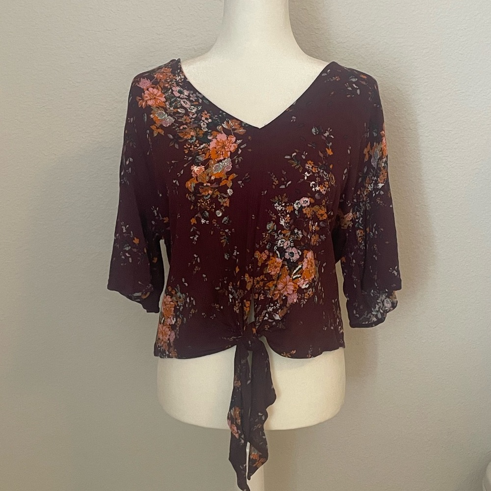 🏷️LUQ Women’s Flowy | Floral Tie Shirt